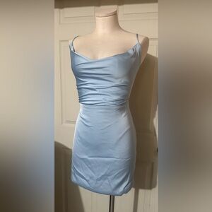 Satin Light Blue Dress